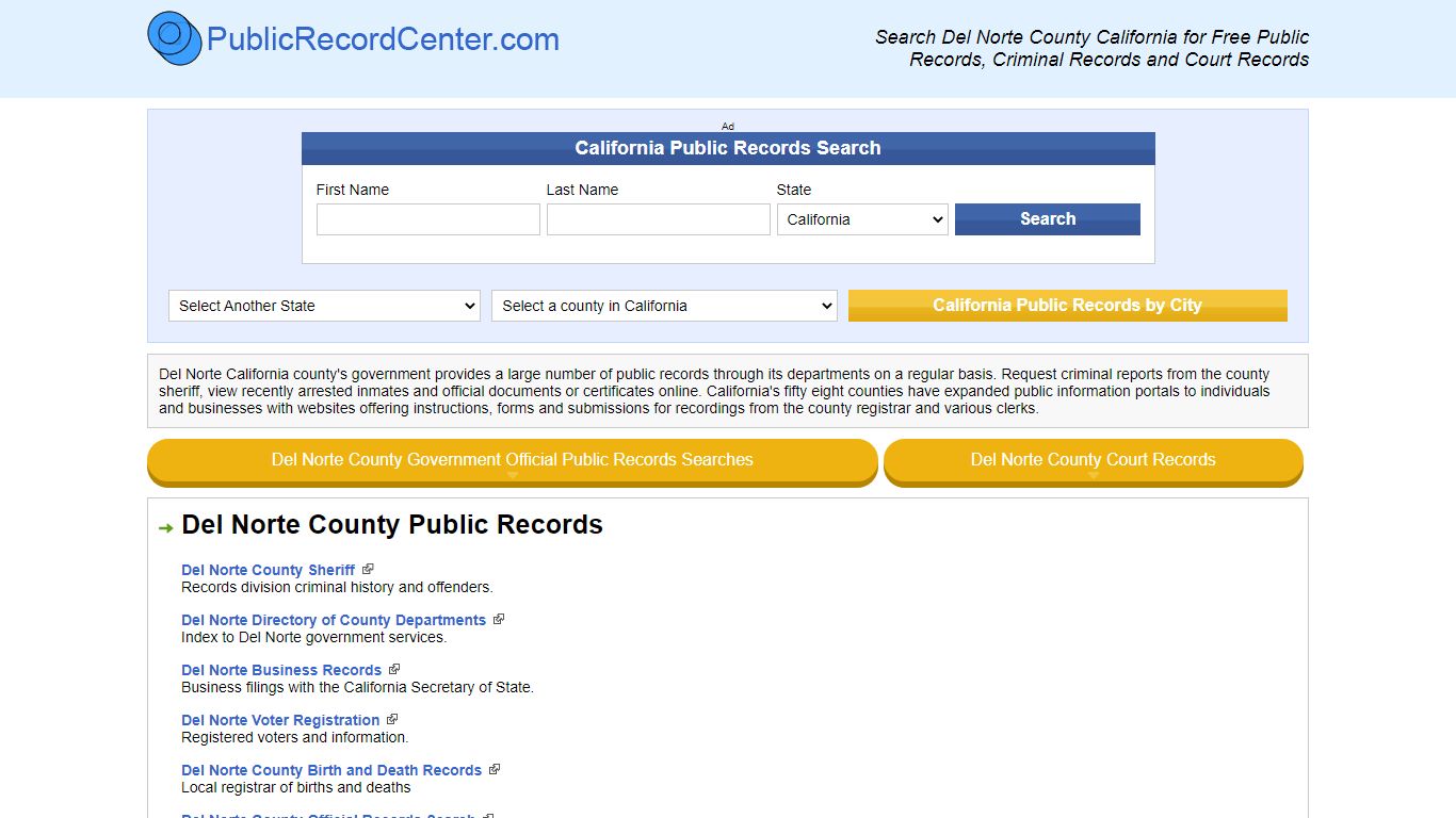 Del Norte County California Free Public Records - Court ...