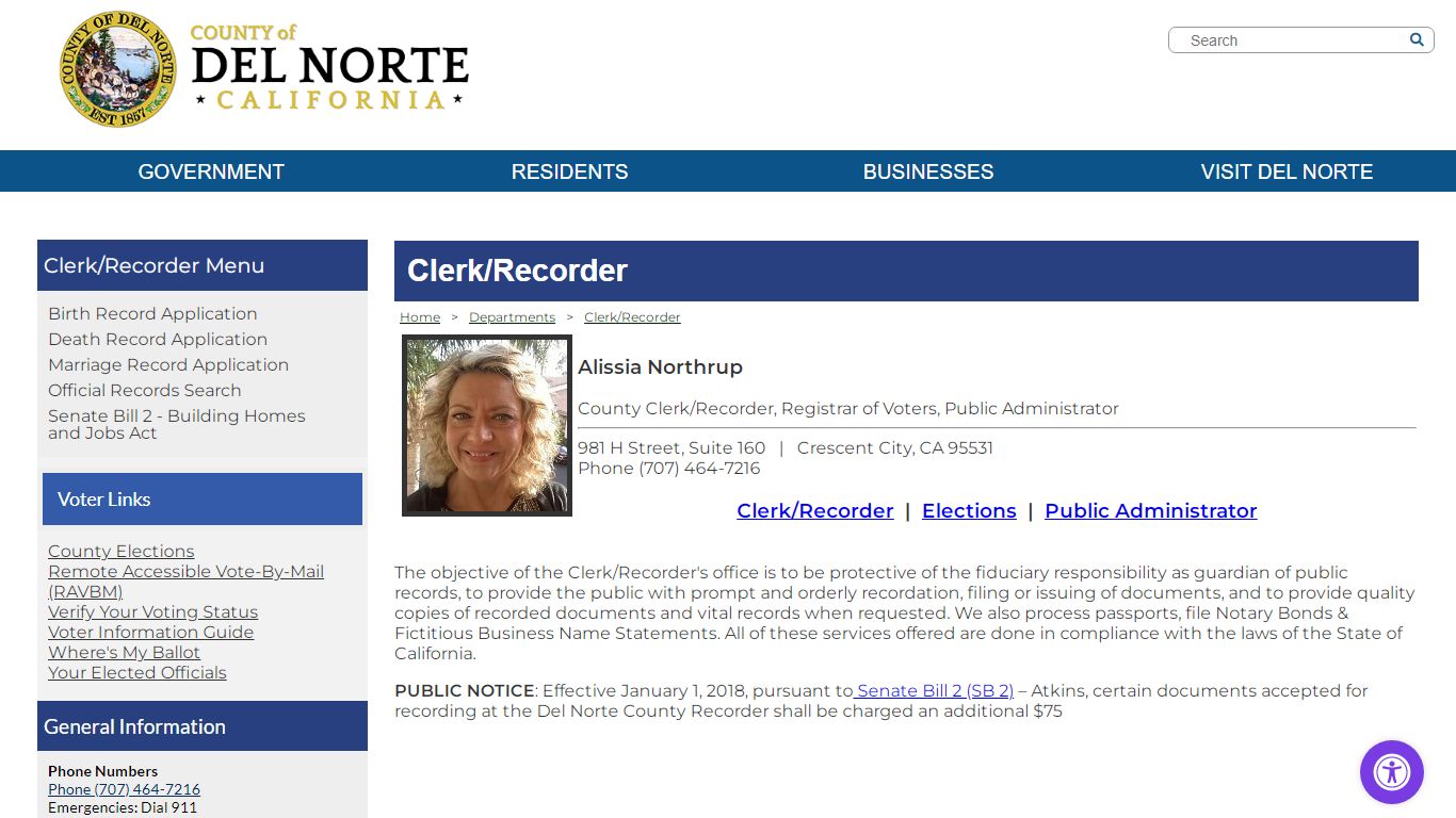 County of Del Norte, California - Clerk/Recorder